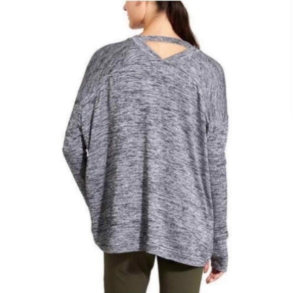 Athleta Cardigan Womens Small Gray Drape Pose Wrap Marled Open Front Knit - Picture 4 of 16